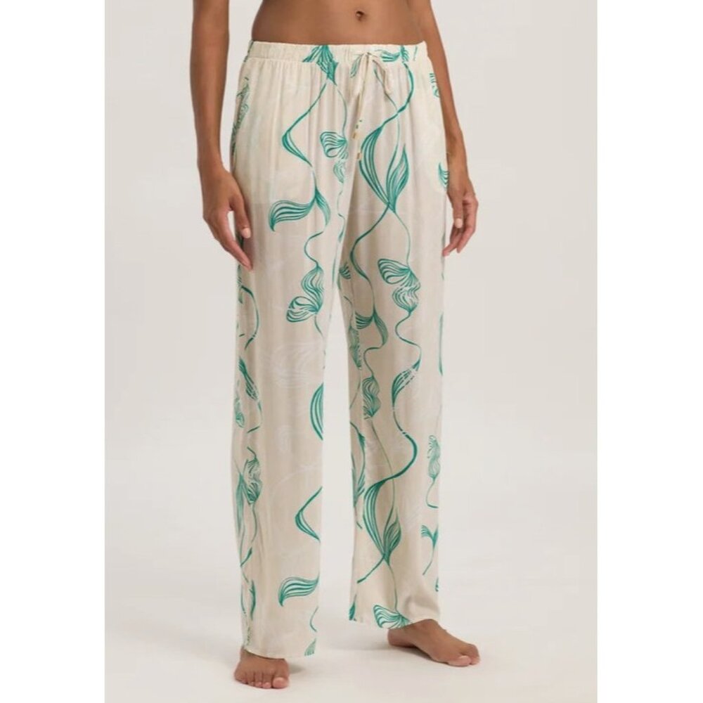 Hanro Pants Womens XS Beige Green Lively Lines Sleep Lounge Pockets‎ Viscose New